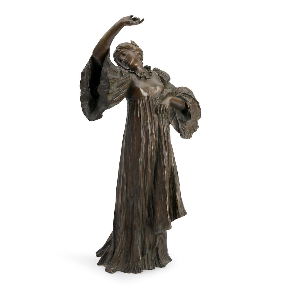 AGATHON LEONARD (1841-1923)'DANSEUSE A LA MARGUIETE' BRONZE SCULPTURE