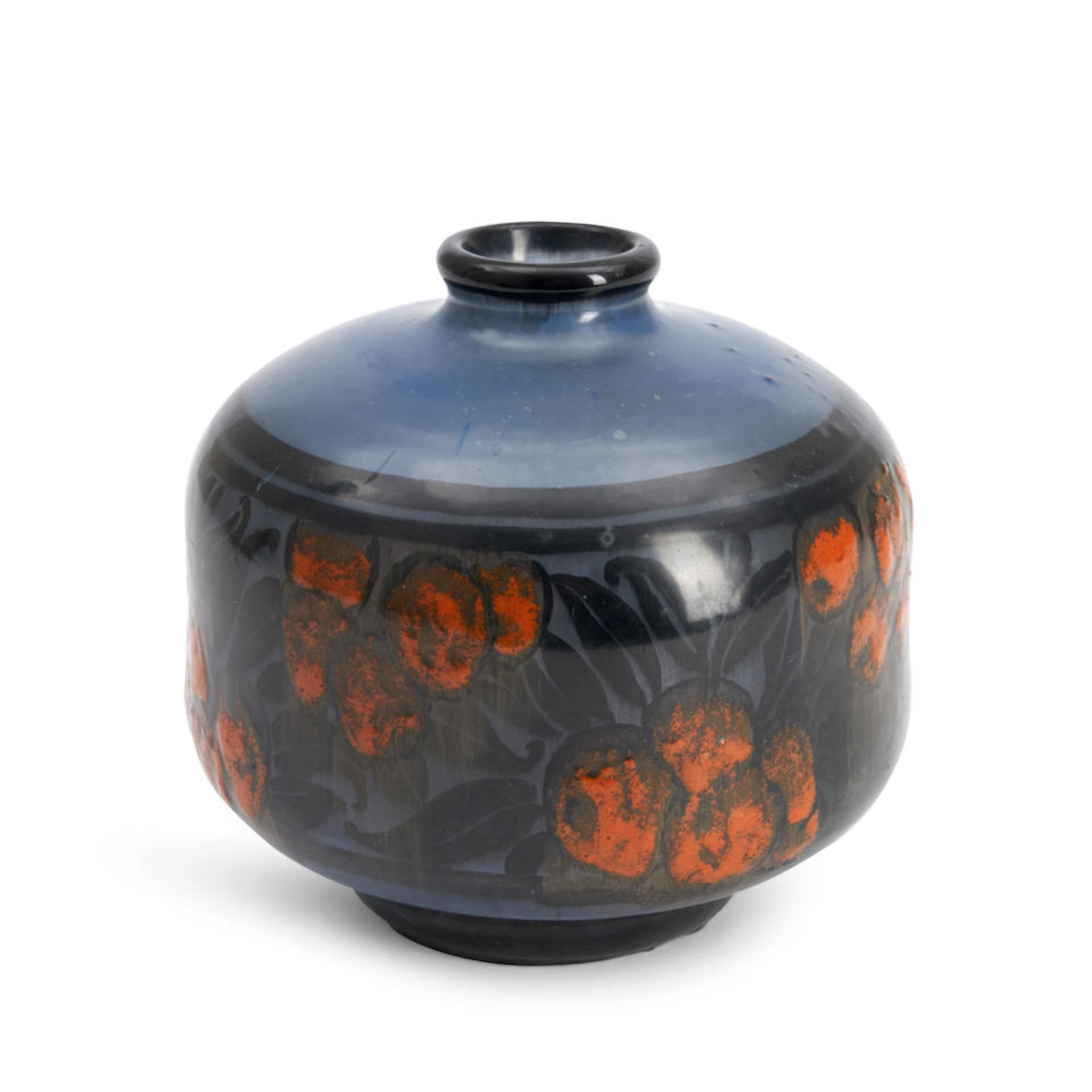 ENAMELED GLASS VASE ATTRIBUTED TO MARCEL GOUPY, France, c. 1920, unmarked, ht. 5 in.