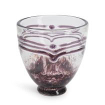 DAUM GLASS VASE WITH BANDED DECORATION, Nancy, France, c. 1920, wheel-engraved mark 'Daum Nancy'...