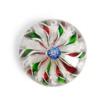 ST. LOUIS CROWN GLASS PAPERWEIGHT, France, twisted ribbon alternating with twisted latticino, ht...