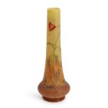 DAUM CAMEO VITRIFIED GLASS VASE WITH POPPIES, Nancy, France, c. 1910, with enameled and gilt dec...