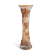 DAUM CAMEO GLASS VASE WITH SYCAMORE BRANCH, Nancy, France, c. 1895, painted mark 'Daum Nancy' an...