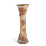 DAUM CAMEO GLASS VASE WITH SYCAMORE BRANCH, Nancy, France, c. 1895, painted mark 'Daum Nancy' an...