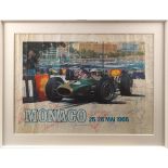 A Multi-signed Monaco 1968 F1 race poster after Michael Turner,