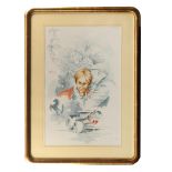 Eugenio Zoia,'The Kiss/Thank you Gilles' original watercolour signed by the artist and Enzo Ferr...