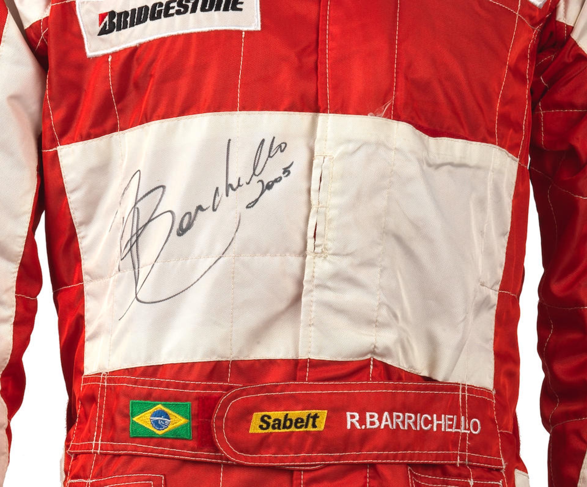 A signed set of used Rubens Barrichello Scuderia Ferrari Marlboro race overalls by Puma from the... - Bild 3 aus 3