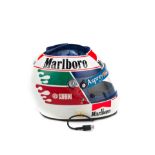 Gianni Morbidelli's 1997 Fiorano test helmet, by Arai, signed to rear,