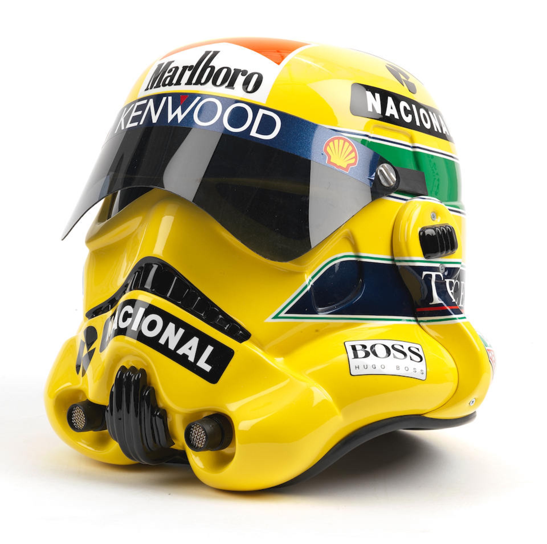 An Ayrton Senna Shepperton Design Studios Stormtrooper helmet, painted by MRC Designs,