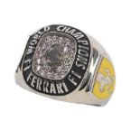 A Ferrari Championship 18K white Gold and diamond ring, commissioned by Michael Schumacher and R...