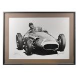 A signed Juan Manuel Fangio print, after Alan Stammers,
