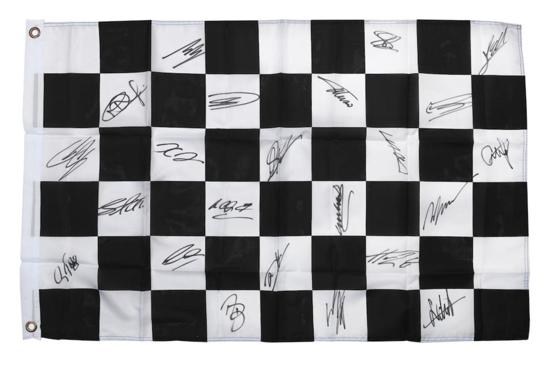 A chequered flag signed by 23 drivers from the 2007 F1 season,