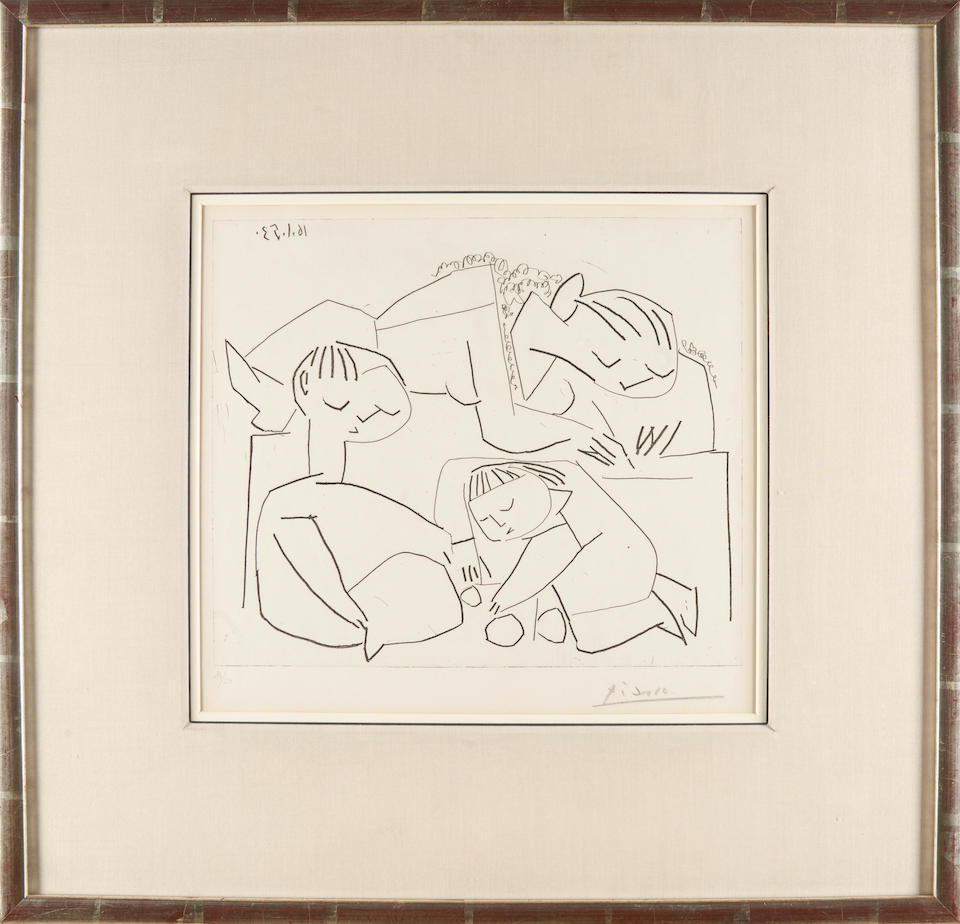 Pablo Picasso (Spanish, 1881-1973); Françoise, Claude, Paloma: La Lecture et les jeux. III; - Image 4 of 4