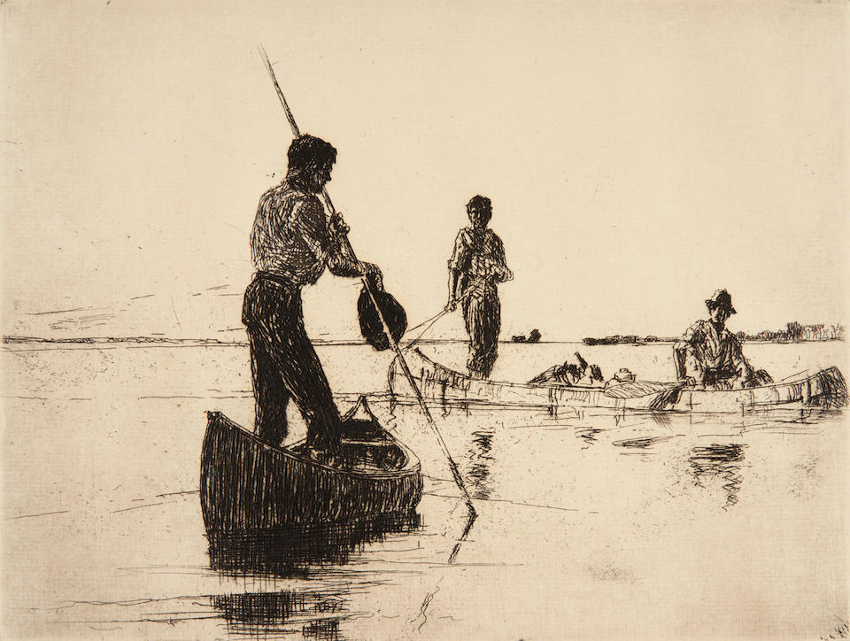 Frank Weston Benson (American, 1862-1951); Two Canoes;