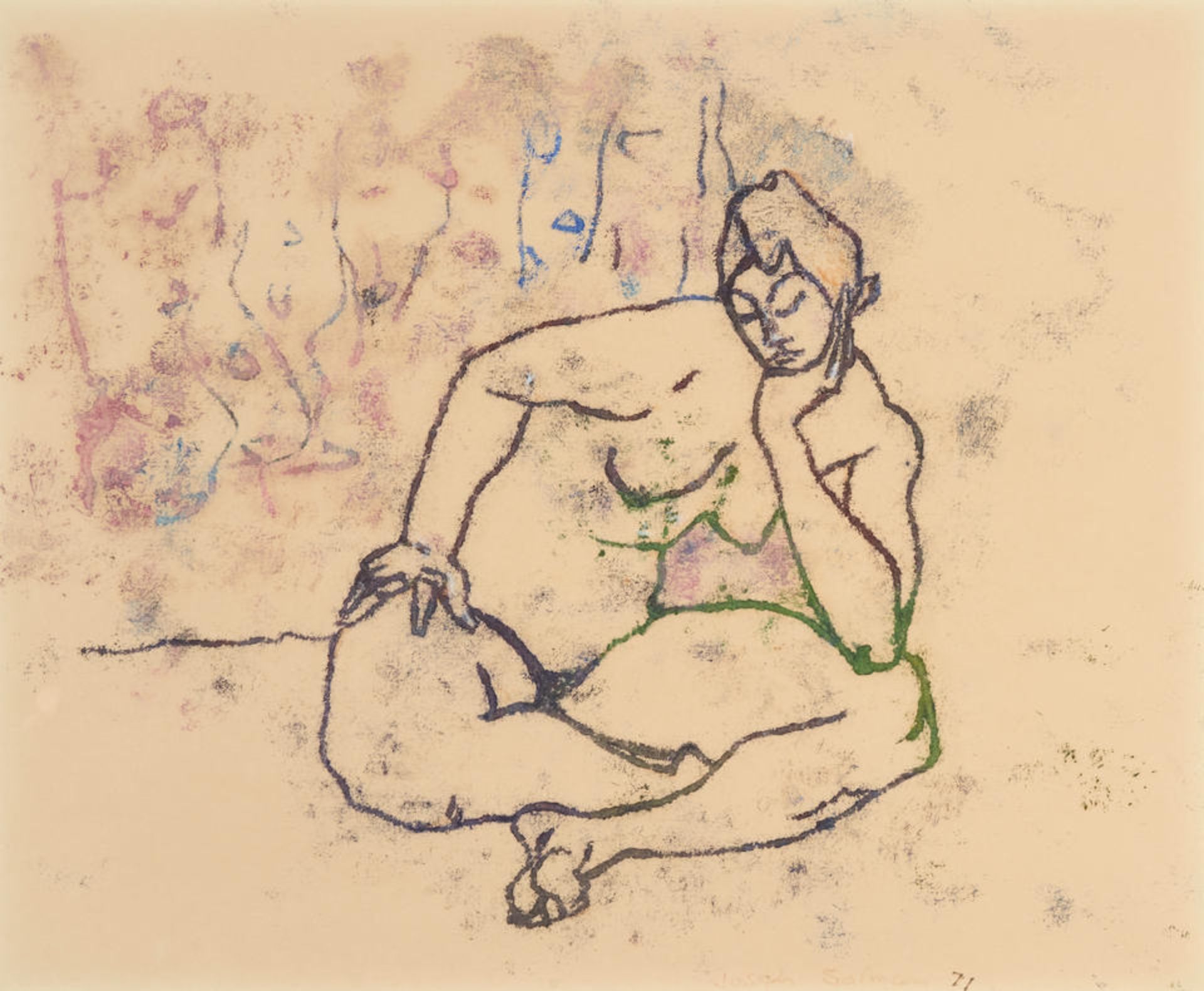 Joseph Solman (American, 1909-2008); Seated Nude;