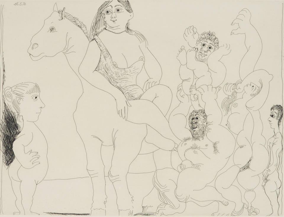 Pablo Picasso (Spanish, 1881-1973); Le cirque de la vie observe, par une petite fille, number 14...