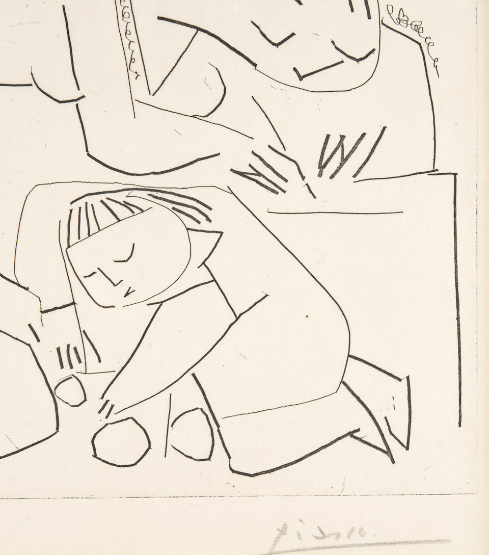Pablo Picasso (Spanish, 1881-1973); Françoise, Claude, Paloma: La Lecture et les jeux. III; - Image 3 of 4