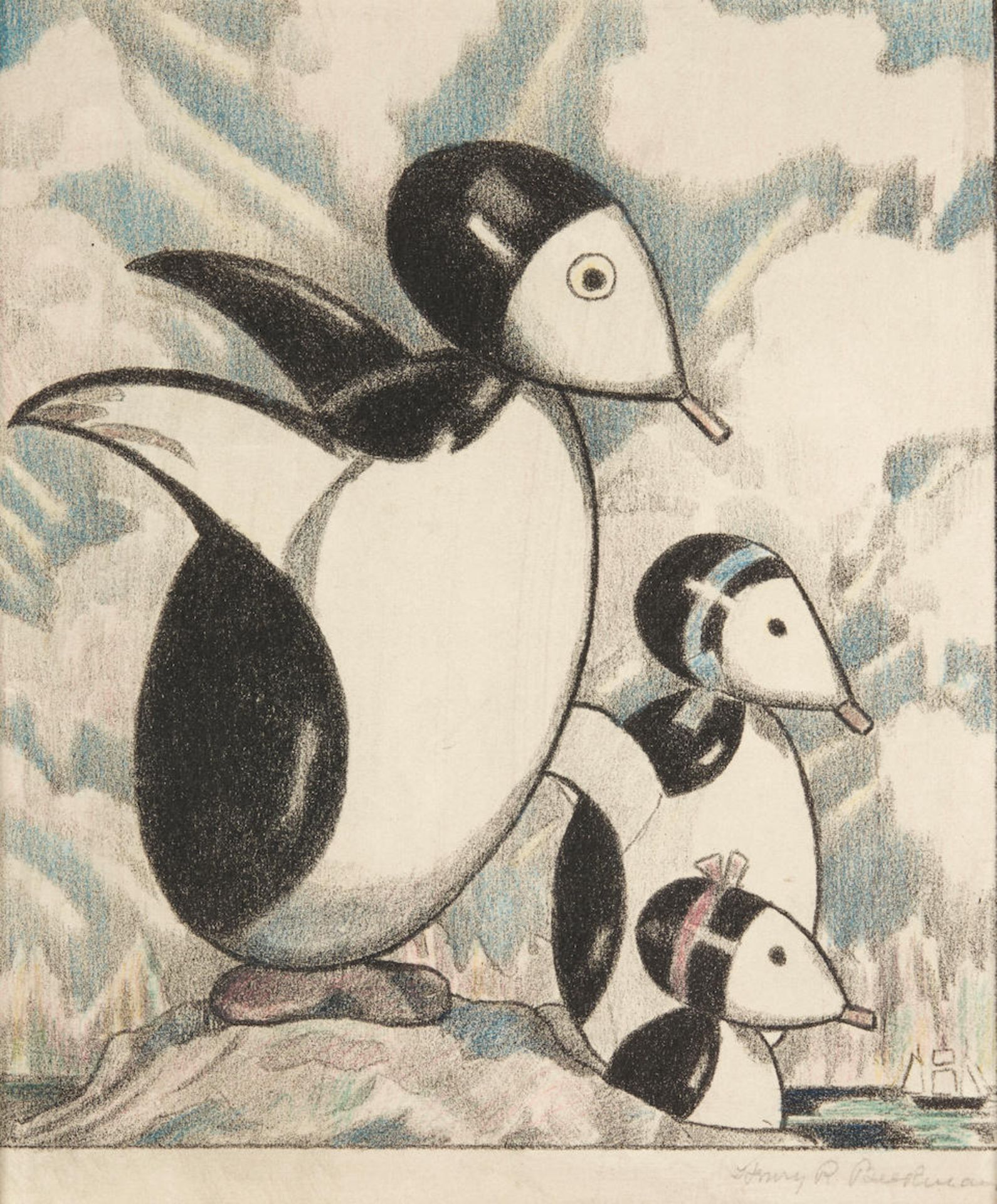 Henry R. Beekman (American, 1880-1938); Penguins;