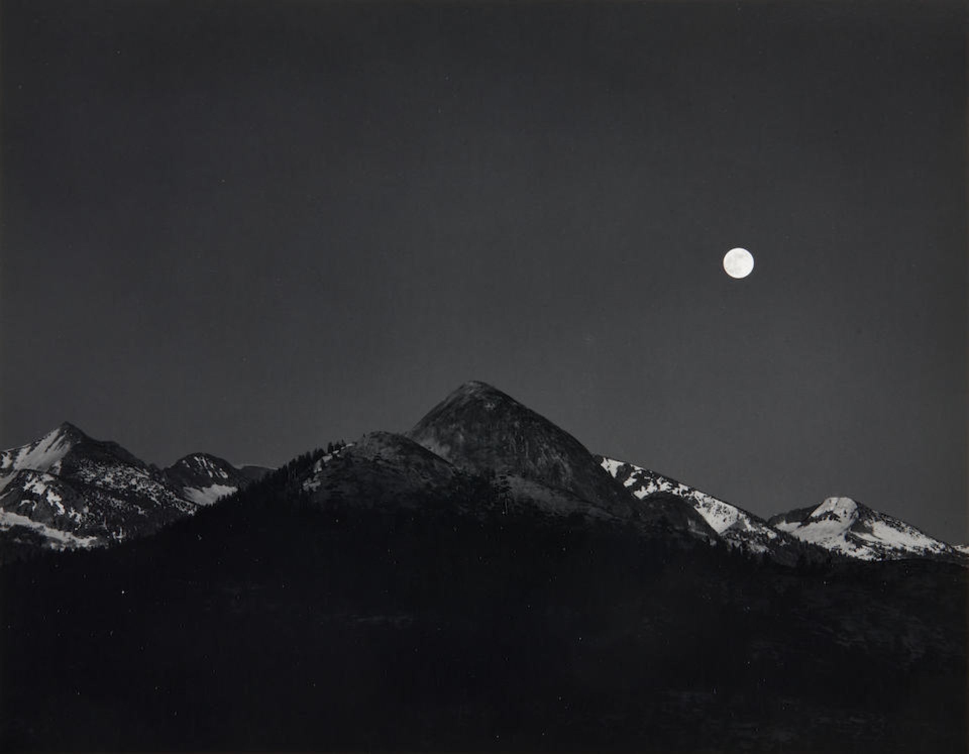 Ansel Adams (1902-1984); Moonrise from Glacier Point, Yosemite National Park, California;