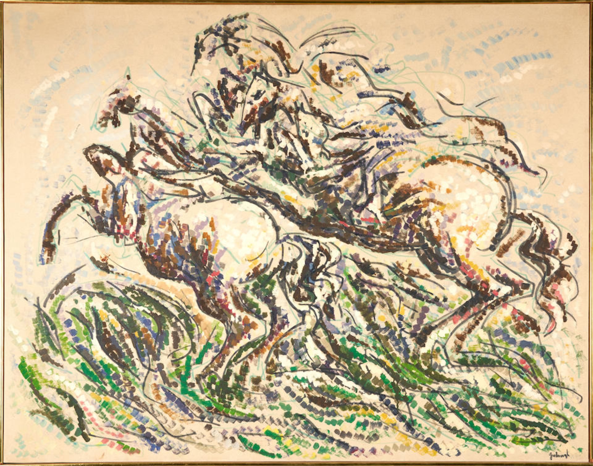 ROBERT ARTHUR GOODNOUGH (American, 1917-2010) The Movement of Horses II (framed 94.0 x 119.4 x 5...