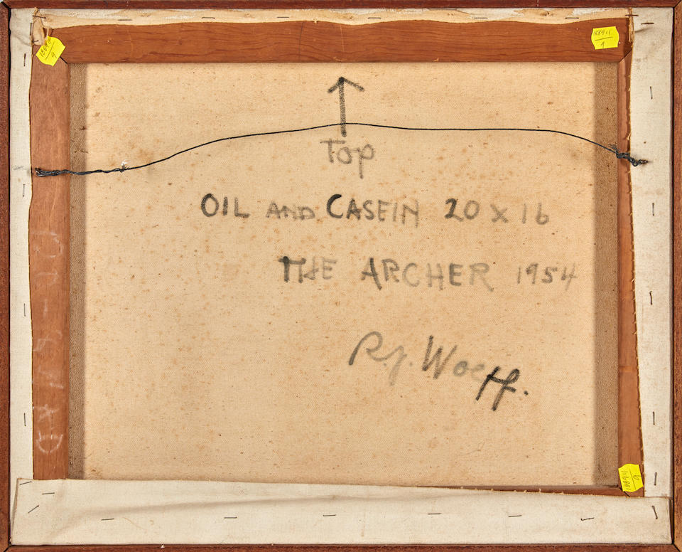 ROBERT JAY WOLFF (American, 1905-1978) The Archer (framed 42.2 x 52.5 x 2.7 cm (16 3/4 x 20 1/2 ... - Bild 3 aus 3