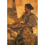 FERNANDO CUETO AMORSOLO (Filipino, 1892-1972) Maiden with Fruit (framed 102.3 x 76.8 x 4.4 cm (4...