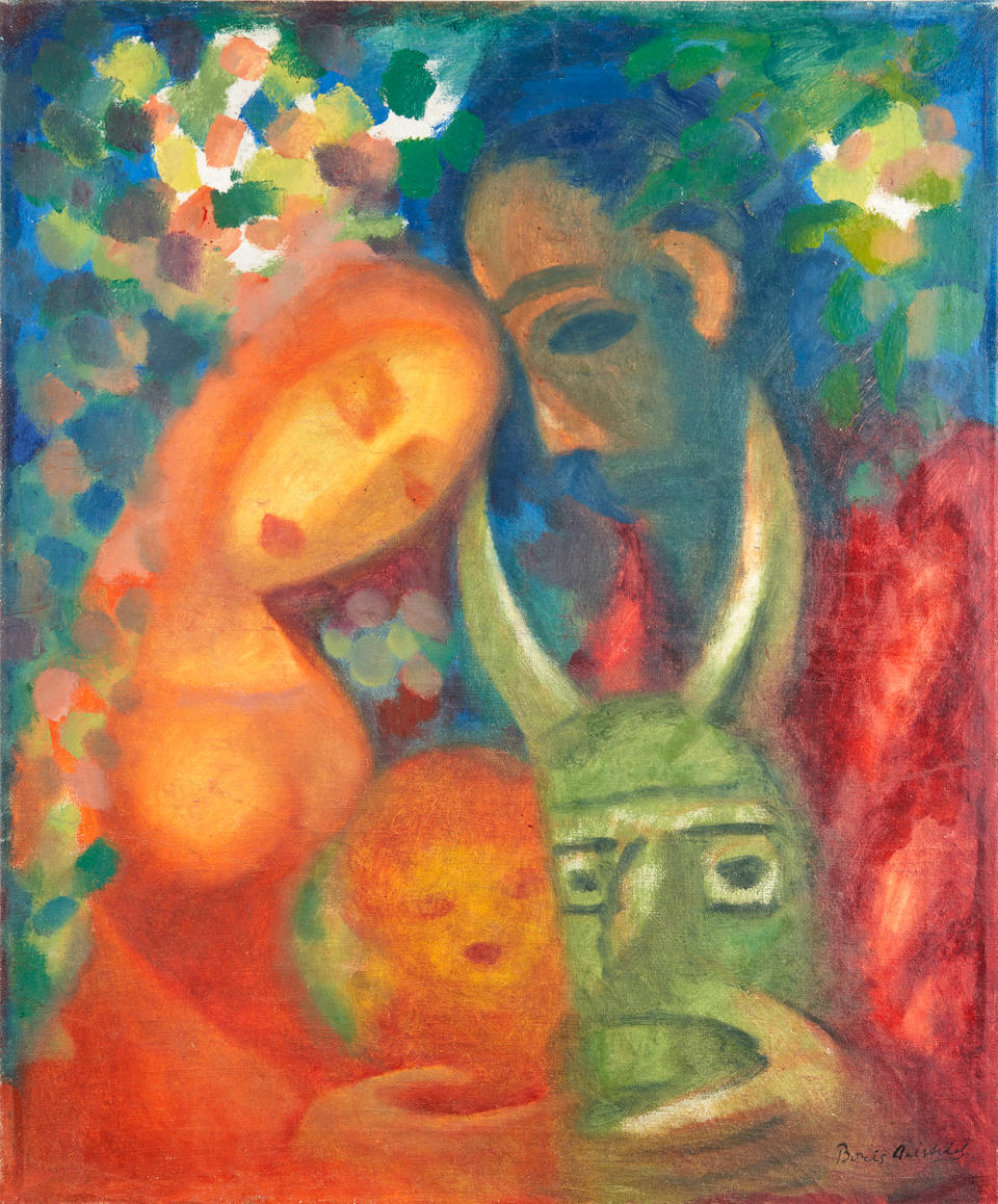 BORIS IZRAILEVICH ANISFELD (Russian, 1879-1973) The Holy Family with a Totem Mask (unframed)