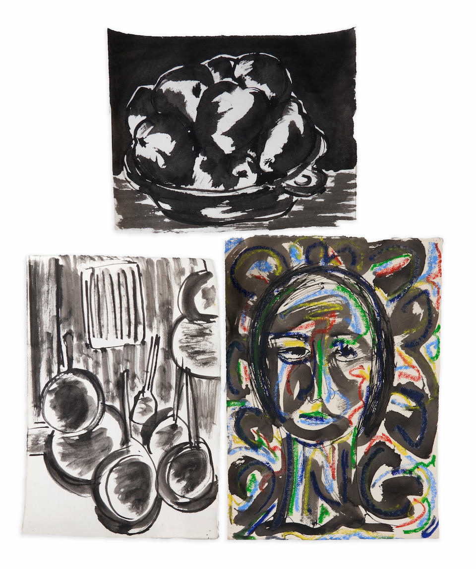 DAVID HAYES (American, 1931-2013) Three Works on Paper: Portrait and Two Still Lifes 43.8 x 31.8... - Bild 4 aus 4