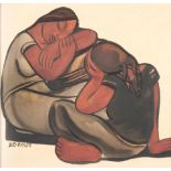 LEO POLITI (American, 1908-1996) Two Seated Women (framed 48.0 x 49.5 x 2.0 cm (18 7/8 x 19 1/2 ...