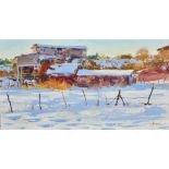 WALTER GONSKE (American, born 1942) Late Afternoon Sun (framed 45.0 x 80.5 x 5.0 cm (17 3/4 x 31...
