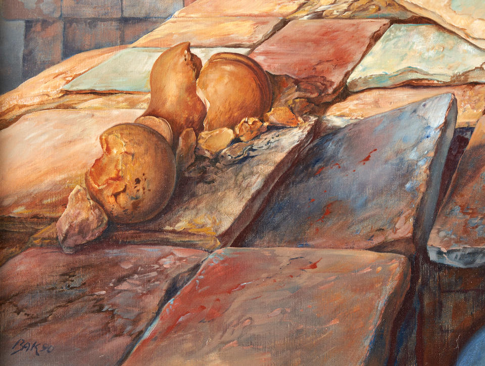 SAMUEL BAK (Israeli/American, born 1933) Moment of Rest (framed 64.0 x 73.0 x 6.5 cm (25 3/16 x ... - Image 3 of 4