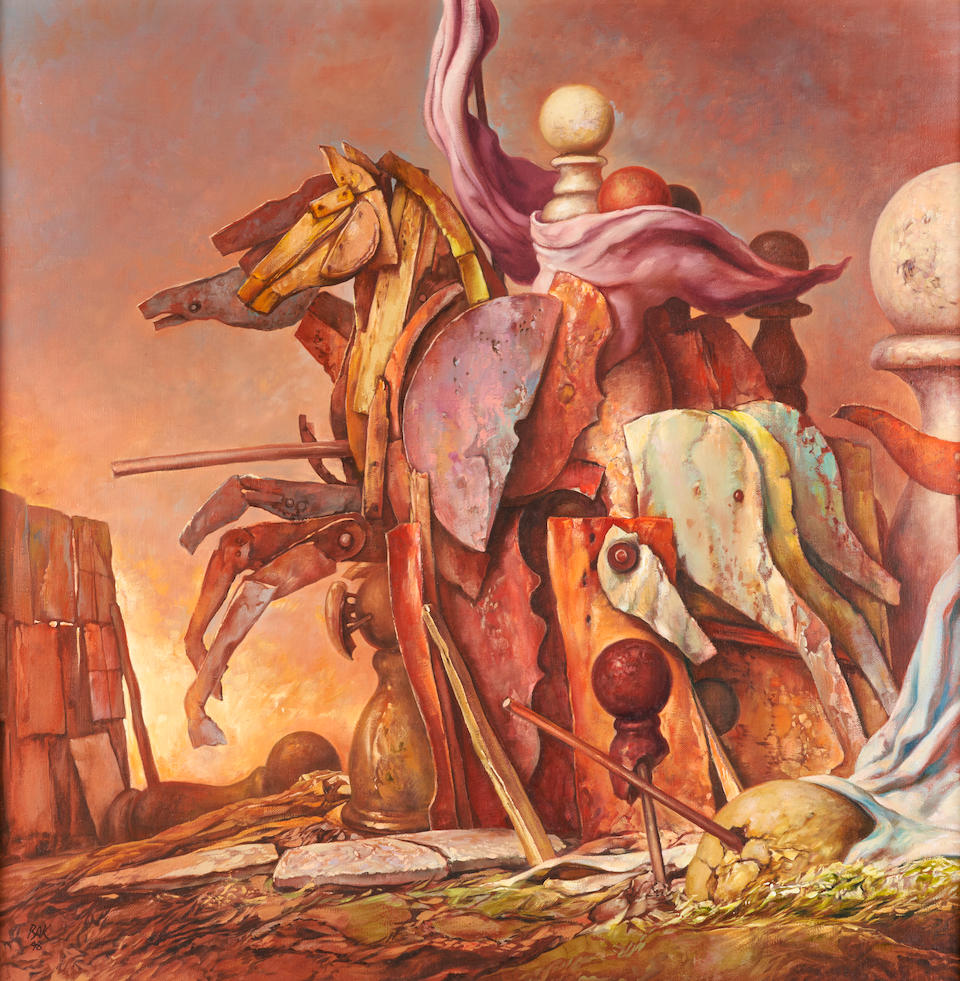 SAMUEL BAK (Israeli/American, born 1933) Horsepower (framed 81.0 x 81.0 x 6.7 cm (32 x 32 x 2 5/...