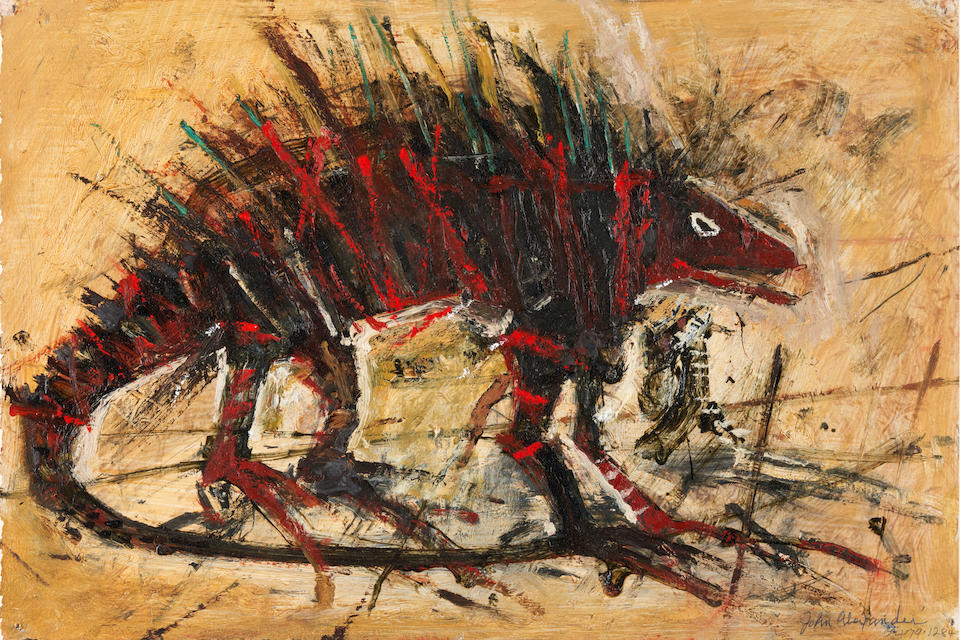 JOHN ALEXANDER (American, born 1945) The Red Lizard (framed 51.8 x 68.3 x 4.8 cm (20 3/8 x 26 7/...