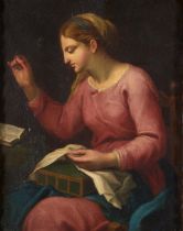 Continental School (18th Century) A Woman Doing Needlework (framed 74.0 x 87.0 x 10.0 cm (29 1/8...