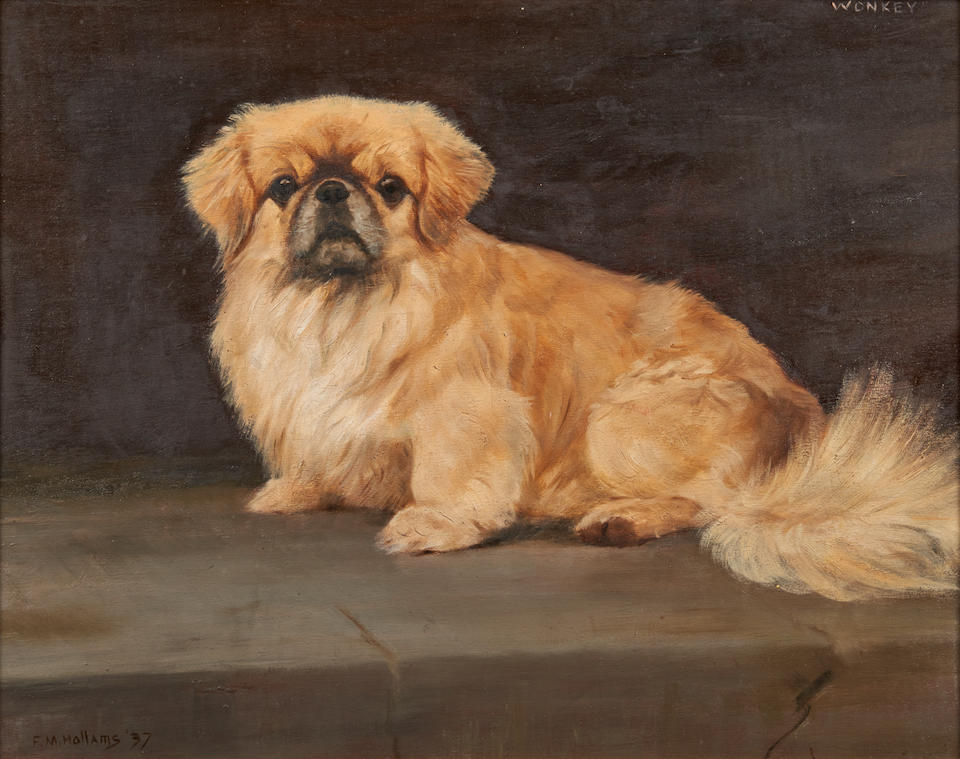 FRANCES MABEL HOLLAMS (British, 1877-1963) A Portrait of the Pekinese Wonkey (framed 54.5 x 65.0...