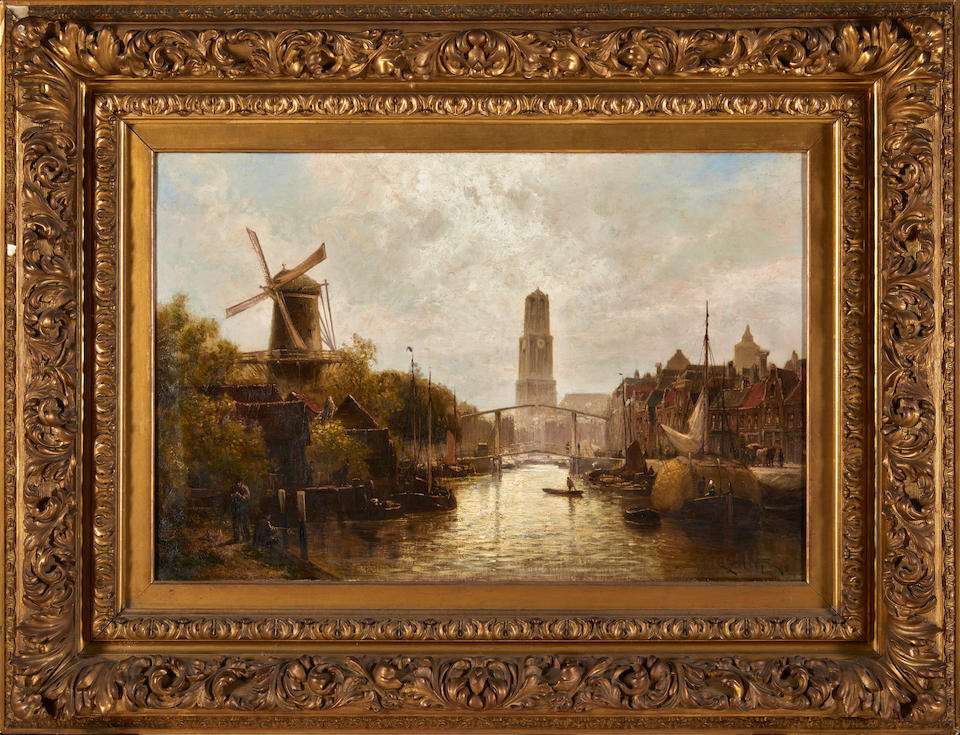 CORNELIS CHRISTIAAN DOMMERSHUIZEN (Dutch, 1842-1928) A View of Utrecht from the River Vecht (fra... - Bild 2 aus 5