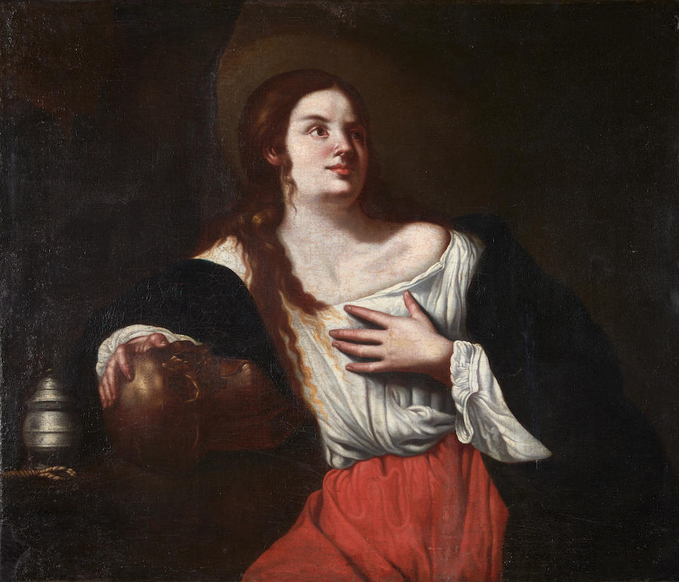 Italian School (17th century) Penitent Magdalene (framed 98.4 x 114.3 x 3.2 cm (38 3/4 x 45 x 1 ...