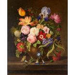 Dutch School (17th-Century Style) Floral Still Life with a Butterfly and Bee (framed 83.0 x 72.5...