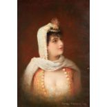 GEORGES CROEGAERT (Belgian, 1848-1923) Turkish Girl (framed 47.5 x 38.0 x 5.5 cm (18 11/16 x 15 ...