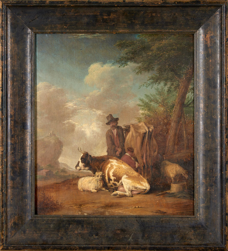 Follower of Paulus Potter (Dutch, 1625-1654), Dutch (19th Century) A Shepherd with Livestock and... - Image 2 of 4