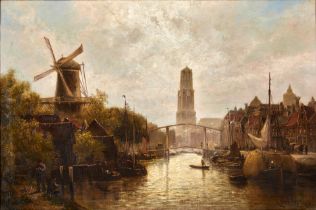 CORNELIS CHRISTIAAN DOMMERSHUIZEN (Dutch, 1842-1928) A View of Utrecht from the River Vecht (fra...