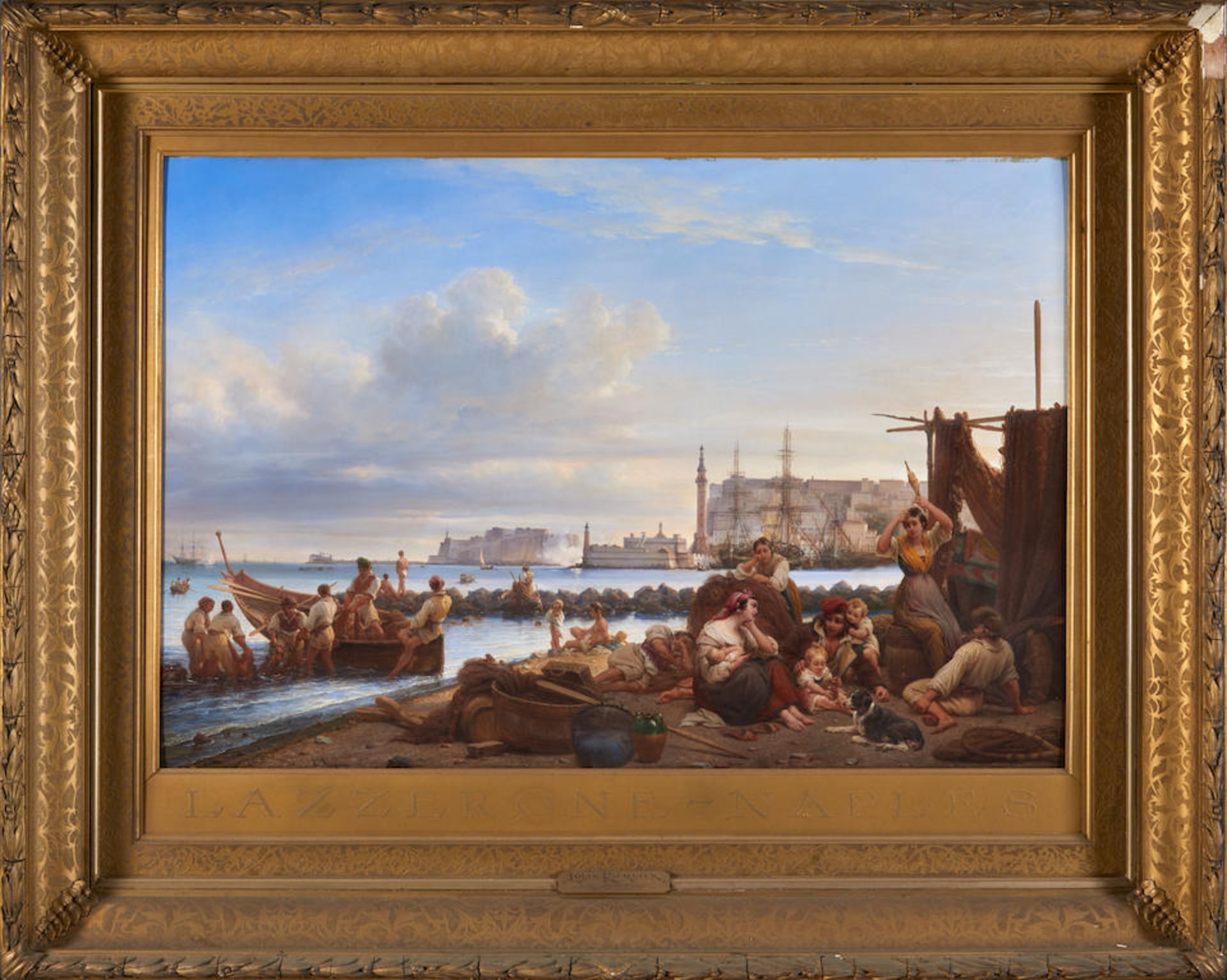 LOUIS RICQUIER (Belgian, 1792-1884) Lazzerone, Naples (framed 101.0 x 127.0 x 12.0 cm (39 13/16 ... - Bild 4 aus 4