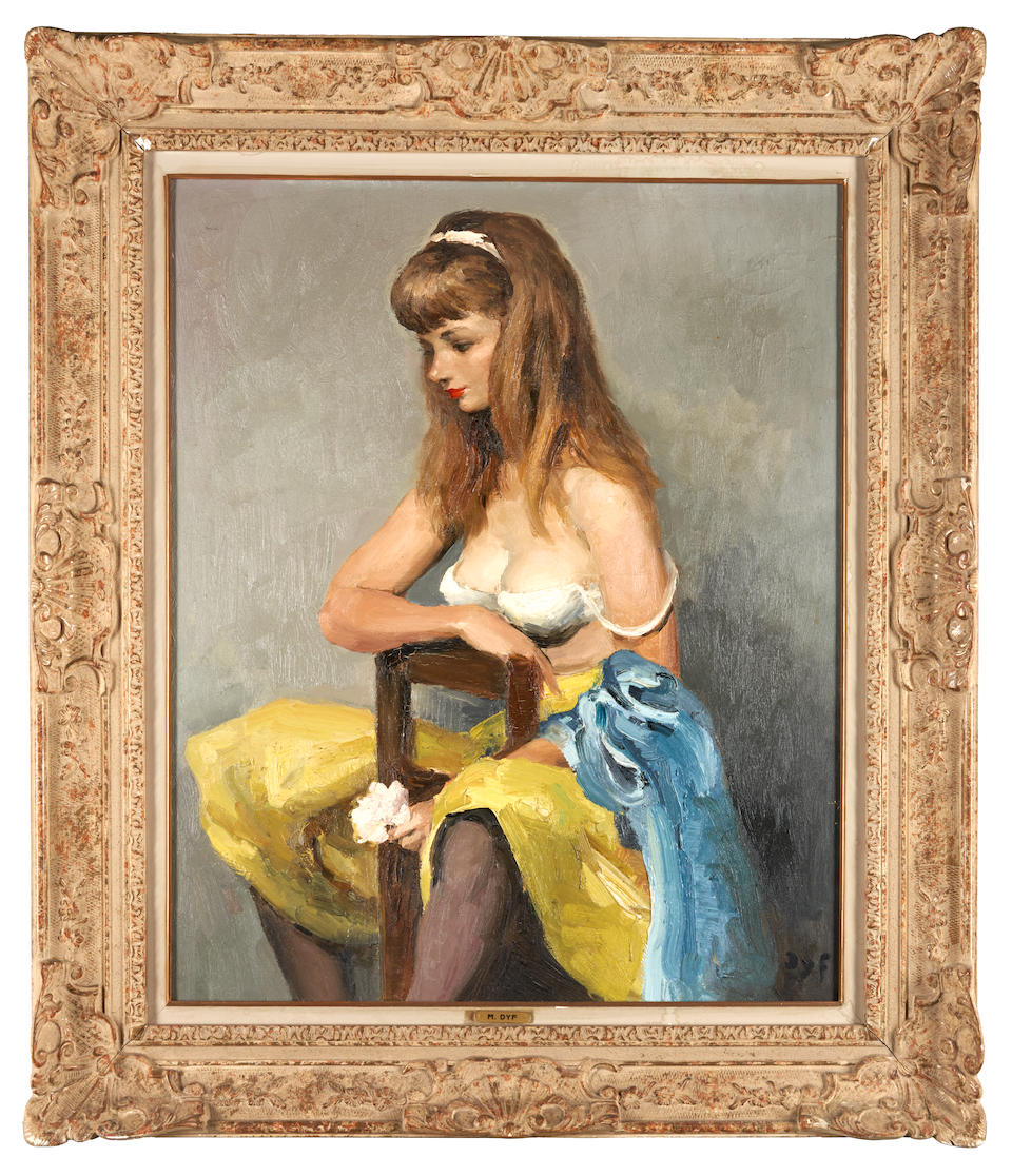 MARCEL DYF (French, 1899-1985) Jacqueline à la rose, 1960 (framed 95.0 x 82.0 x 7.0 cm (37 ... - Image 2 of 6