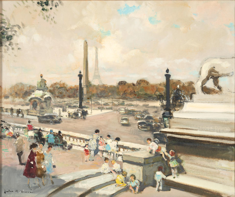JULES RENÉ HERVÉ (French, 1887-1981) Place de la Concorde (framed 79.0 x 90.3 x 6.5 cm...