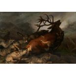 LOUIS HENRY WESTON KLINGENDER (British, 1861-1950) Wolf Pack and Stag (framed 230.0 x 332.0 x 7....