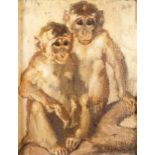 CORNELIS JAN MENSION (Dutch, 1882-1950) Two Monkeys (framed 37.0 x 31.0 x 3.0 cm (14 9/16 x 12 1...