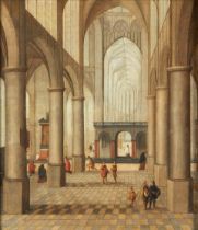 Follower of Pieter Neefs II (Flemish, 1620-after 1675), Flemish (17th/18th century) Cathedral In...