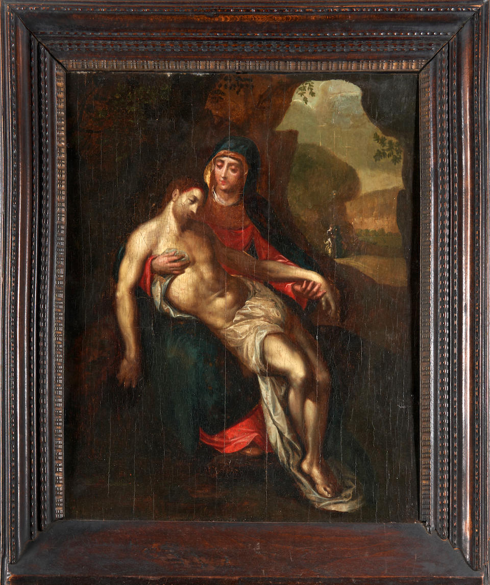 Flemish School (circa 1600) Pietà (framed 64.0 x 54.0 x 5.0 cm (25 3/16 x 21 1/4 x 2 in).) - Image 2 of 3