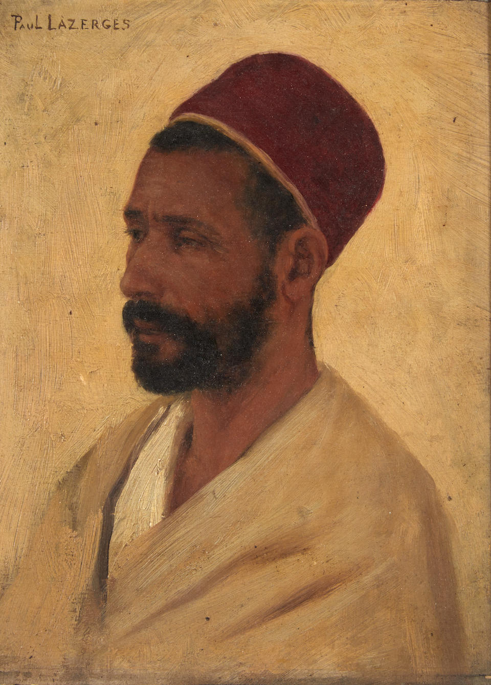 PAUL JEAN BAPTISTE LAZERGES (French, 1845-1902) Bust Portrait of a Man in North African Garb (fr...