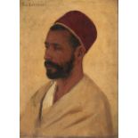 PAUL JEAN BAPTISTE LAZERGES (French, 1845-1902) Bust Portrait of a Man in North African Garb (fr...