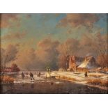 Attributed to Charles Henri Joseph Leickert (Dutch, 1816-1907) Skating on a Frozen River (framed...